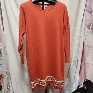 Orange Long Sleeve Michael Kors T-shirt Dress